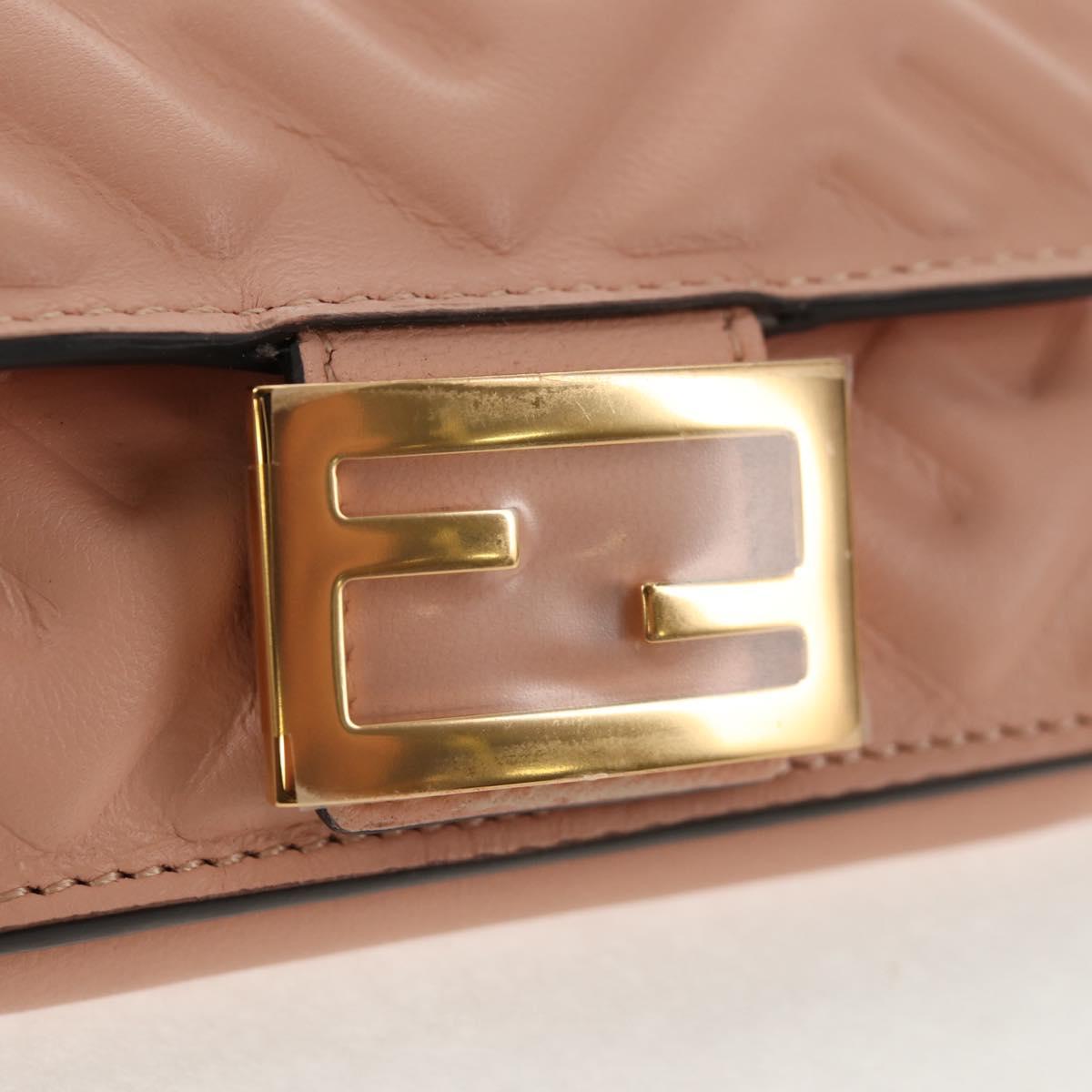 FENDI Zucca Canvas Trifold Wallet Leather Pink Gold Auth BA6630M