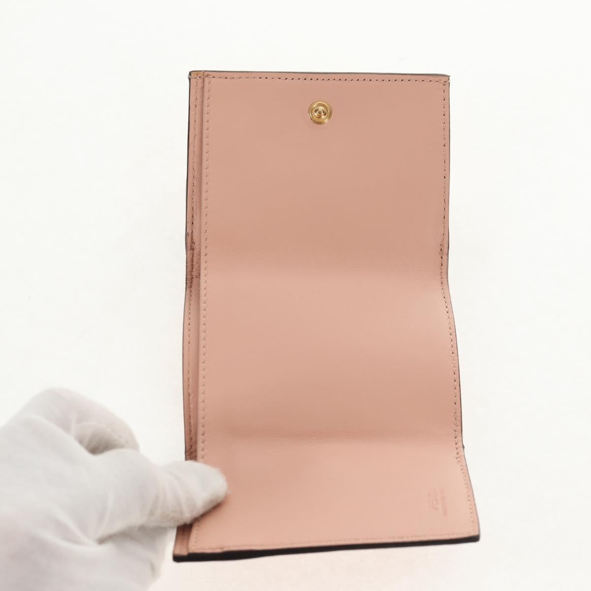 FENDI Zucca Canvas Trifold Wallet Leather Pink Gold Auth BA6630M