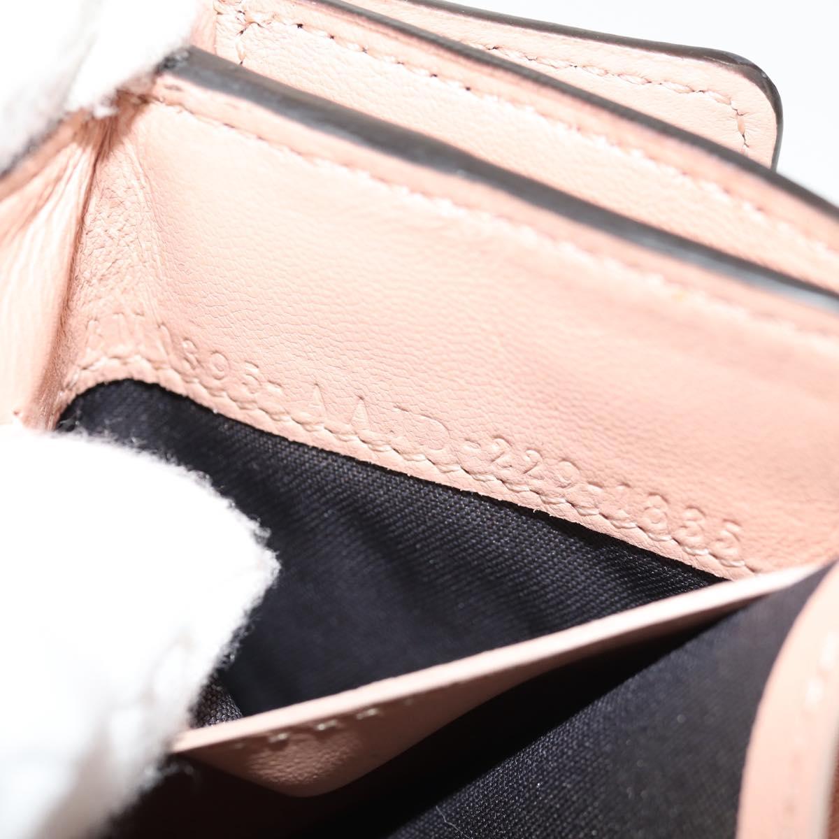 FENDI Zucca Canvas Trifold Wallet Leather Pink Gold Auth BA6630M