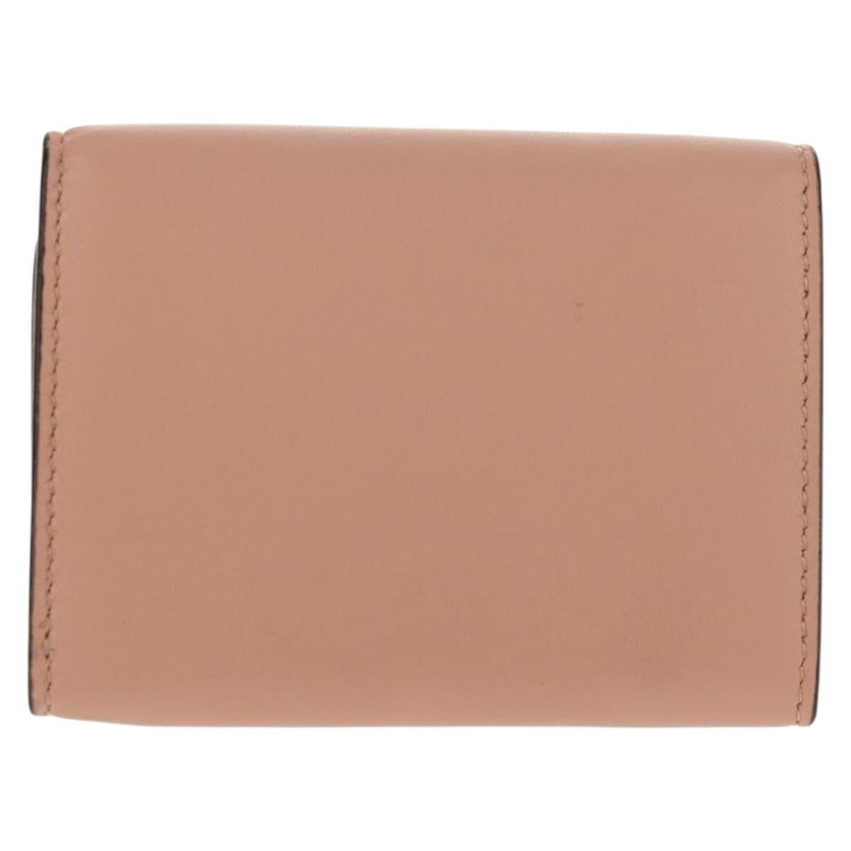 FENDI Zucca Canvas Trifold Wallet Leather Pink Gold Auth BA6630M
