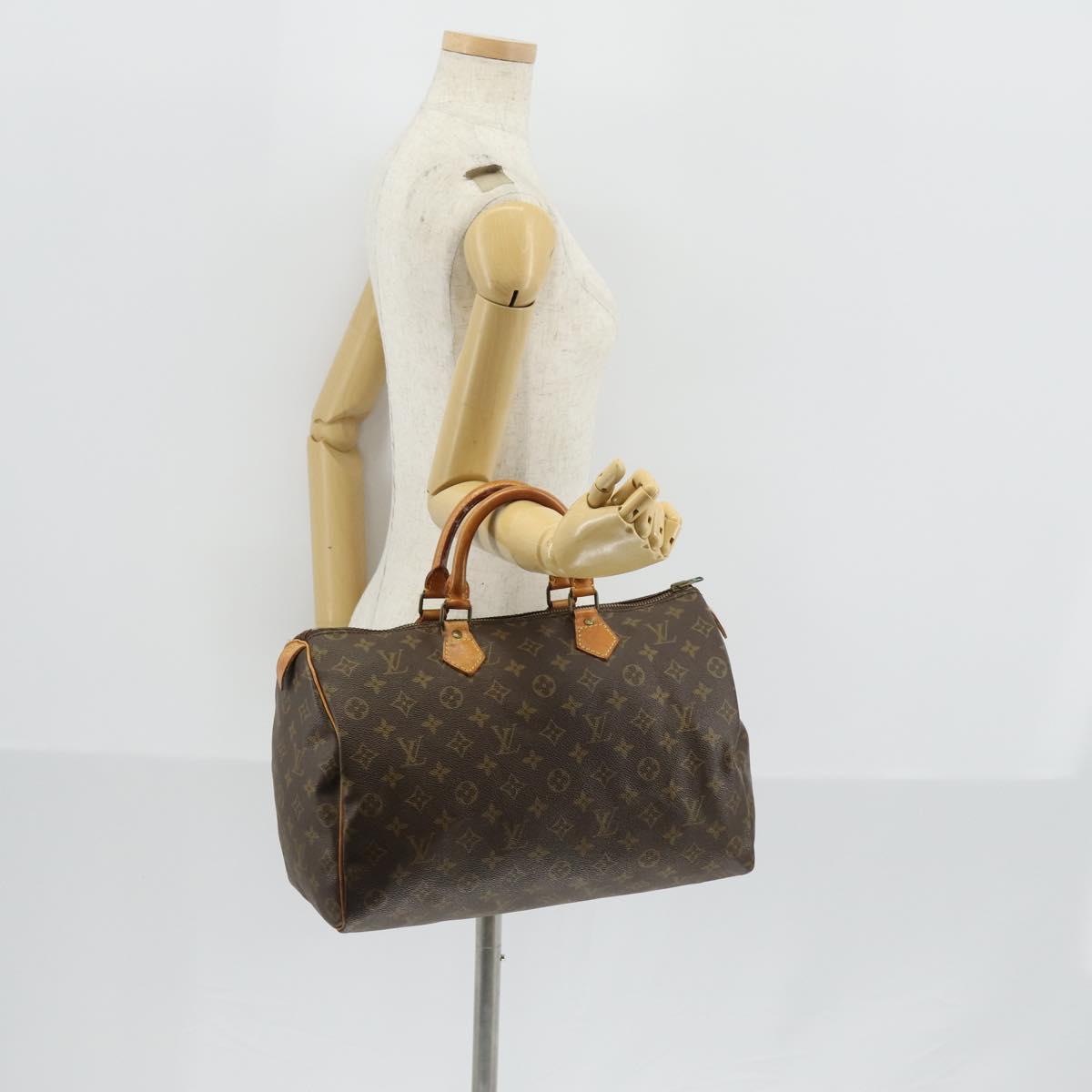 LOUIS VUITTON Monogram Speedy 35 Hand Bag M41524 LV Auth BA6667