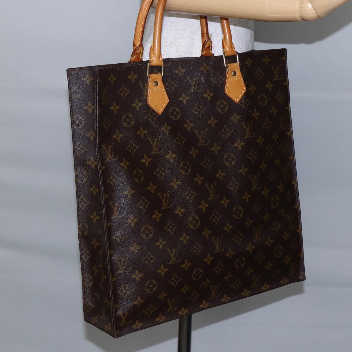 LOUIS VUITTON Monogram Sac Plat Hand Bag M51140 LV Auth BA6669