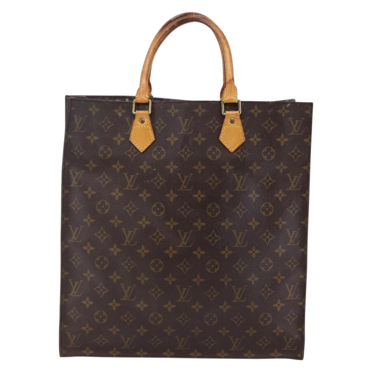 LOUIS VUITTON Monogram Sac Plat Hand Bag M51140 LV Auth BA6669