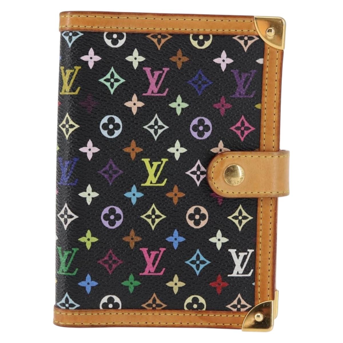 LOUIS VUITTON Multicolor Agenda PM Day Planner Cover Black R20895 LV Auth BA6675
