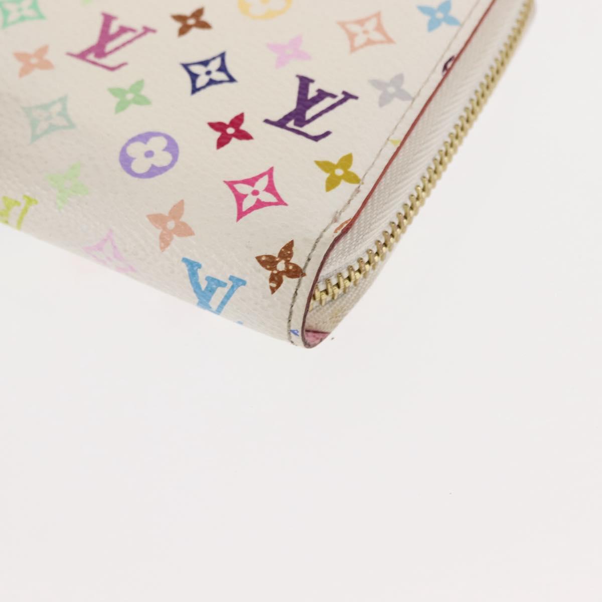 LOUIS VUITTON Monogram Multicolor Zippy Wallet Wallet White M60241 Auth BA6676