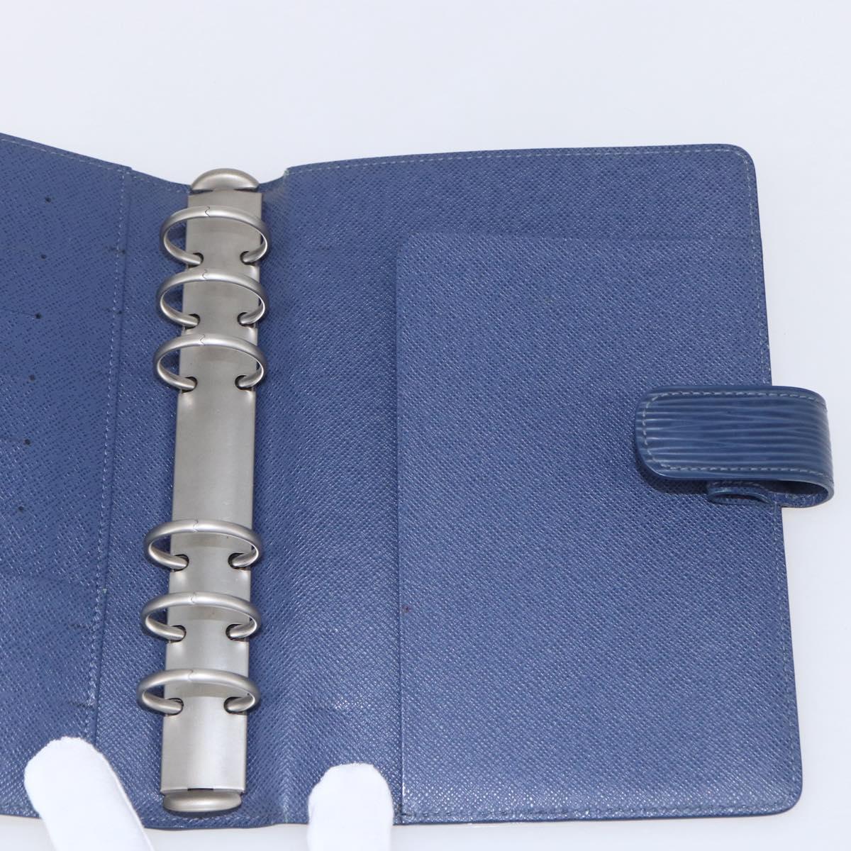 LOUIS VUITTON Epi Agenda MM Day Planner Cover Blue Myrtille R2004G Auth BA6678