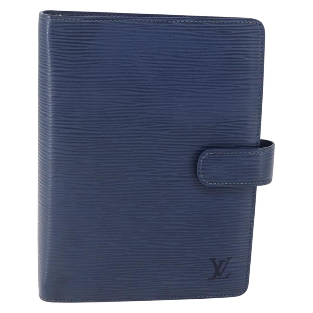 LOUIS VUITTON Epi Agenda MM Day Planner Cover Blue Myrtille R2004G Auth BA6678