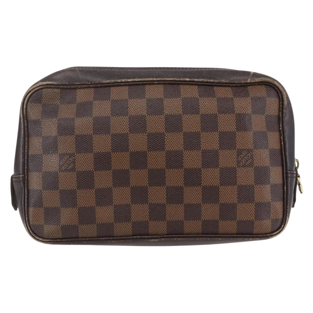 LOUIS VUITTON Damier Ebene Trousse Toilette Clutch Bag N47623 LV Auth BA6684