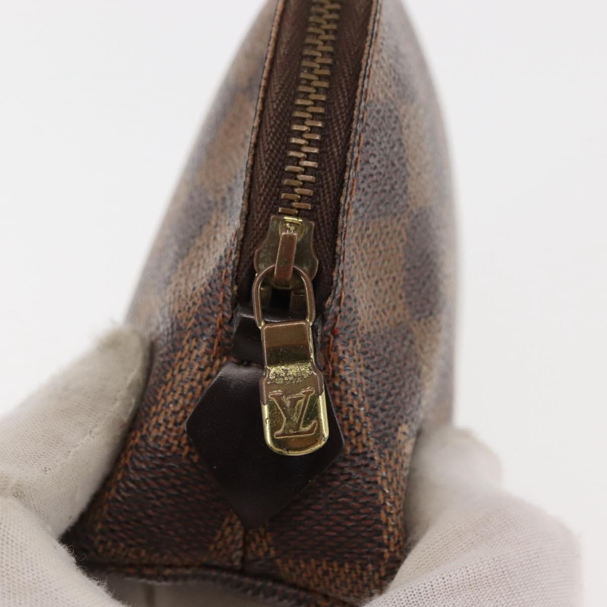 LOUIS VUITTON Damier Ebene Pochette Cosmetic PM Pouch N47516 LV Auth BA6685