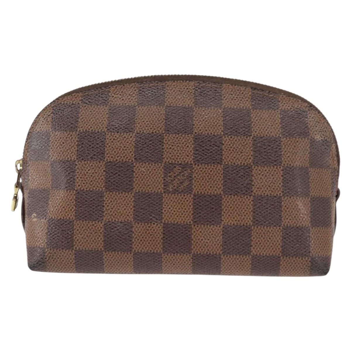 LOUIS VUITTON Damier Ebene Pochette Cosmetic PM Pouch N47516 LV Auth BA6685
