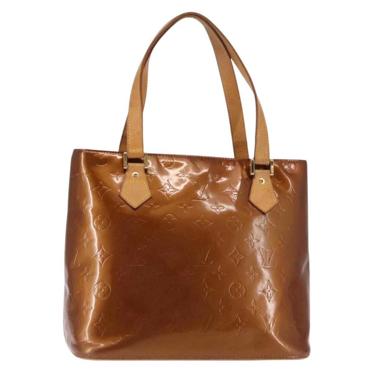 LOUIS VUITTON Monogram Vernis Houston Hand Bag Bronze M91122 LV Auth BA6702