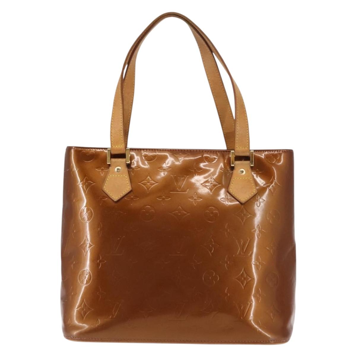 LOUIS VUITTON Monogram Vernis Houston Hand Bag Bronze M91122 LV Auth BA6702