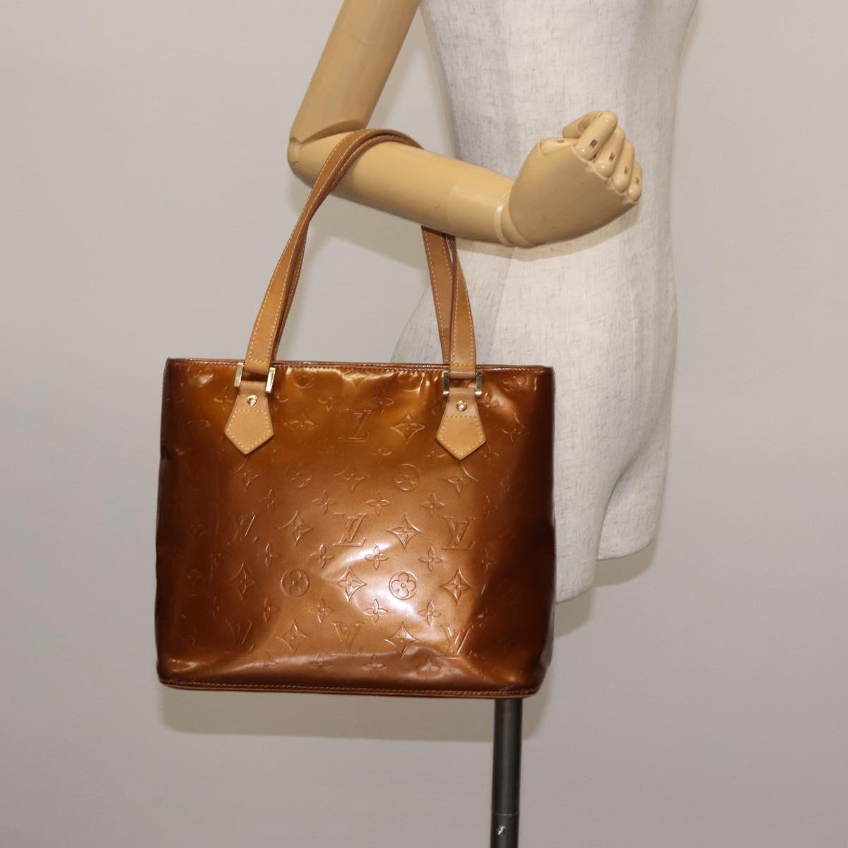 LOUIS VUITTON Monogram Vernis Houston Hand Bag Bronze M91122 LV Auth BA6702