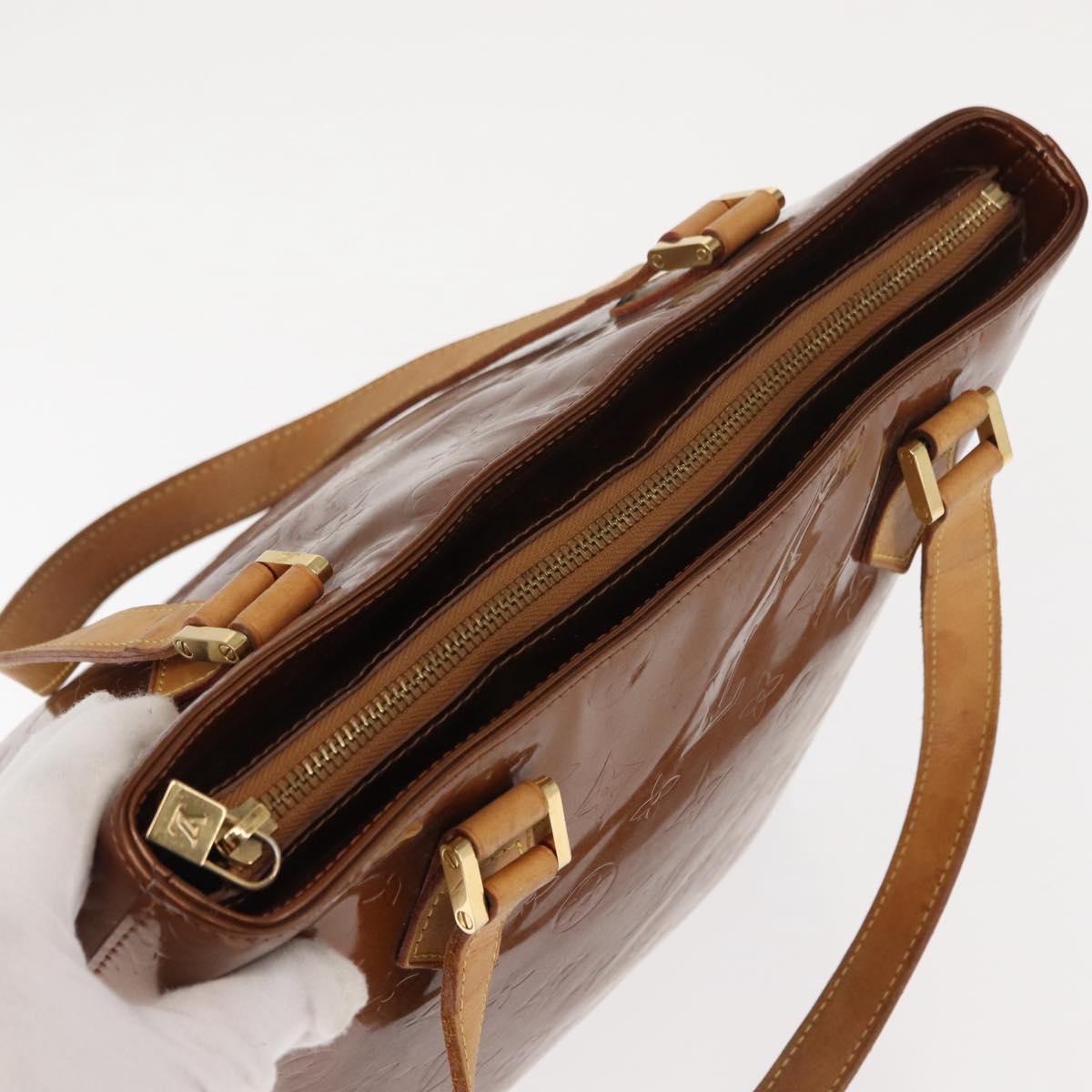 LOUIS VUITTON Monogram Vernis Houston Hand Bag Bronze M91122 LV Auth BA6702