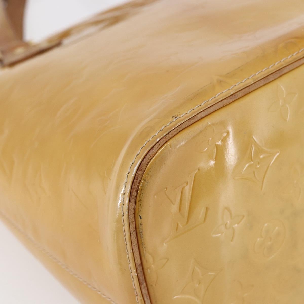 LOUIS VUITTON Monogram Vernis Houston Hand Bag Beige M91004 LV Auth BA6703