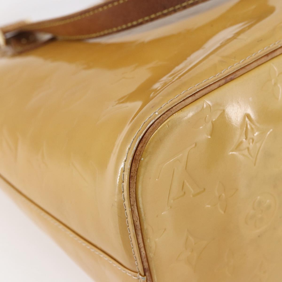LOUIS VUITTON Monogram Vernis Houston Hand Bag Beige M91004 LV Auth BA6703