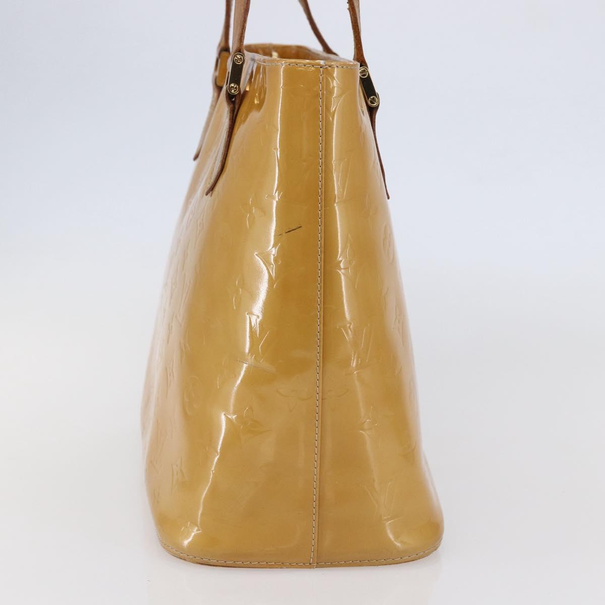 LOUIS VUITTON Monogram Vernis Houston Hand Bag Beige M91004 LV Auth BA6703