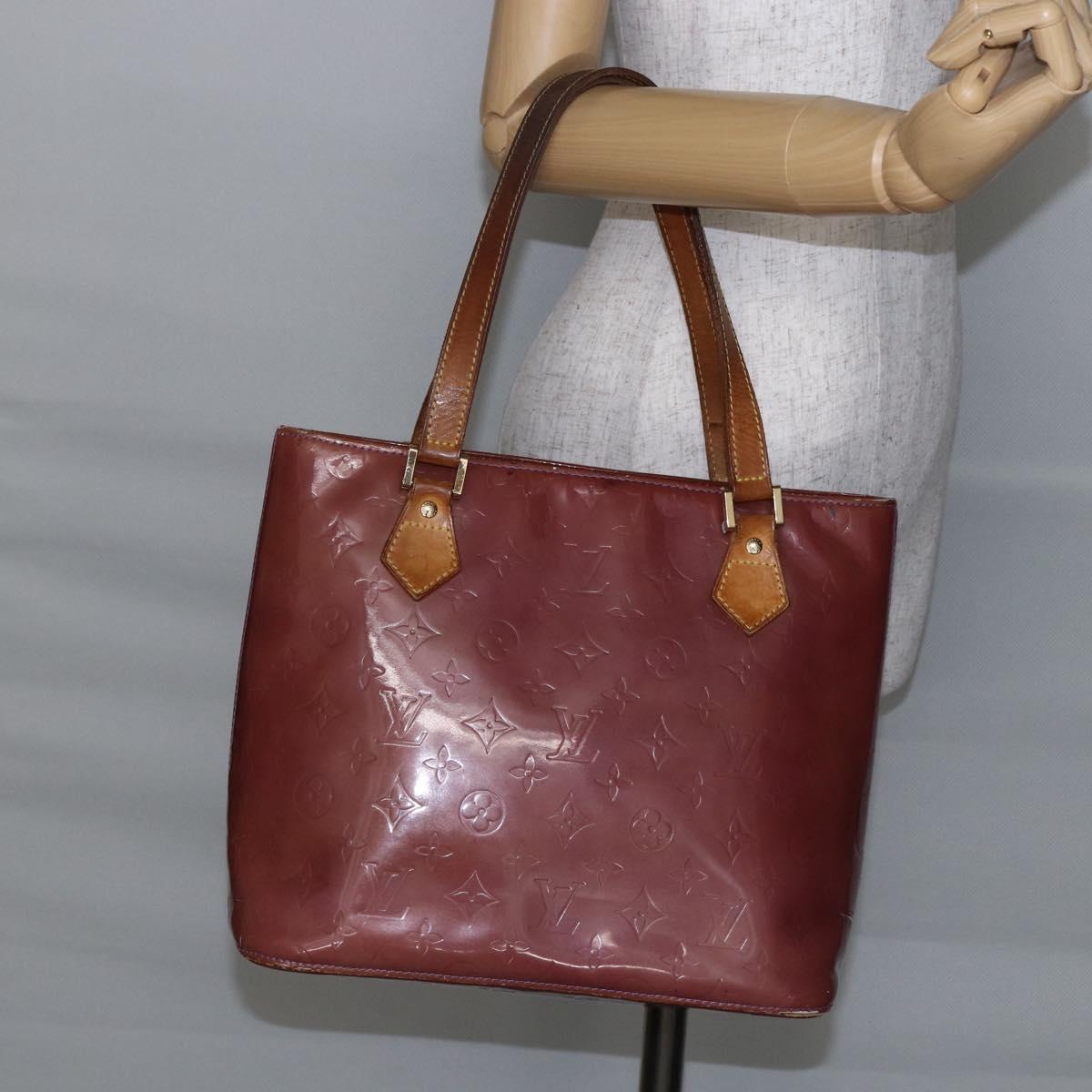 LOUIS VUITTON Monogram Vernis Houston Hand Bag Purple Viole M91093 Auth BA6704