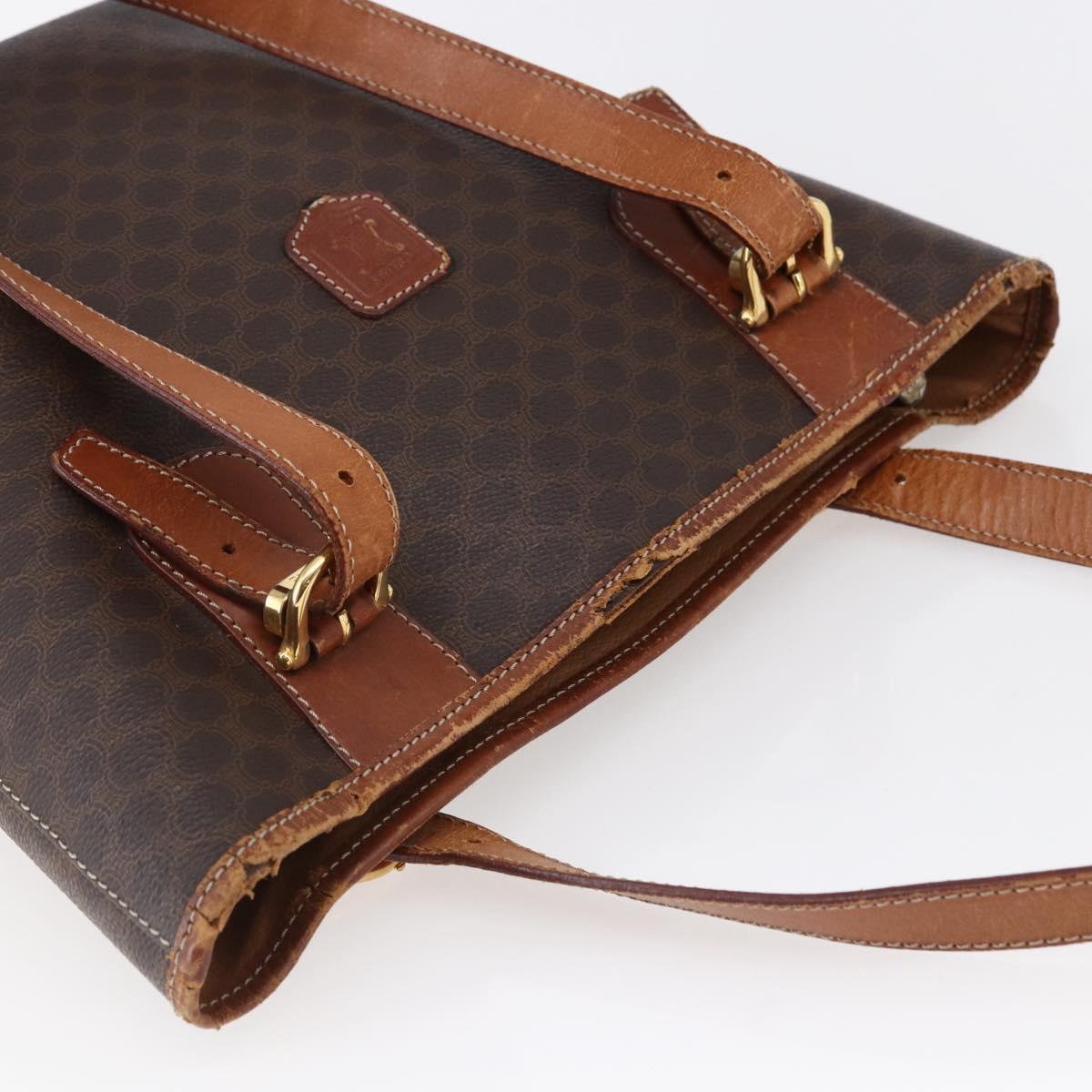 CELINE Macadam Canvas Tote Bag PVC Leather Brown Auth BA6719