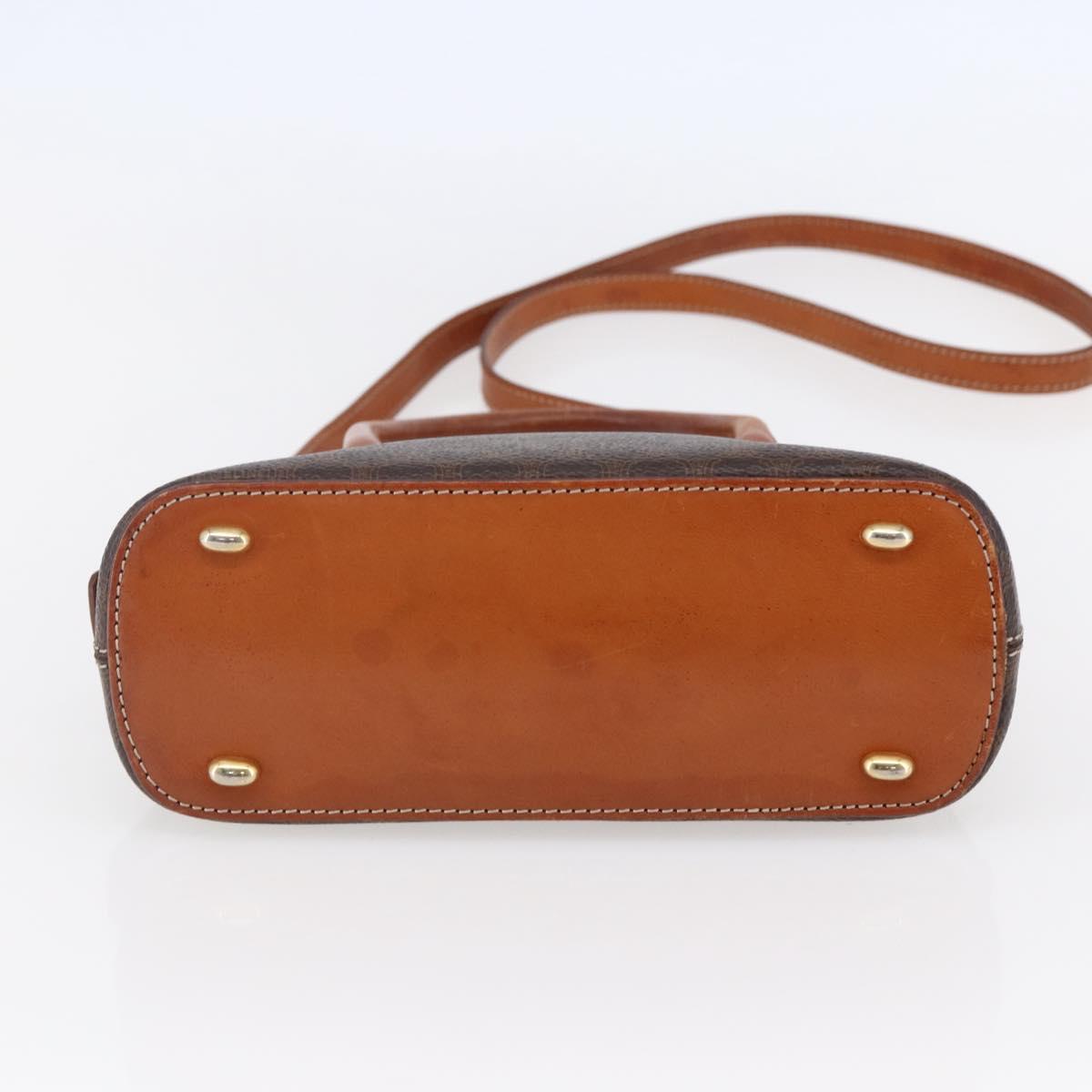 CELINE Macadam Canvas Hand Bag PVC Leather 2way Brown Auth BA6720