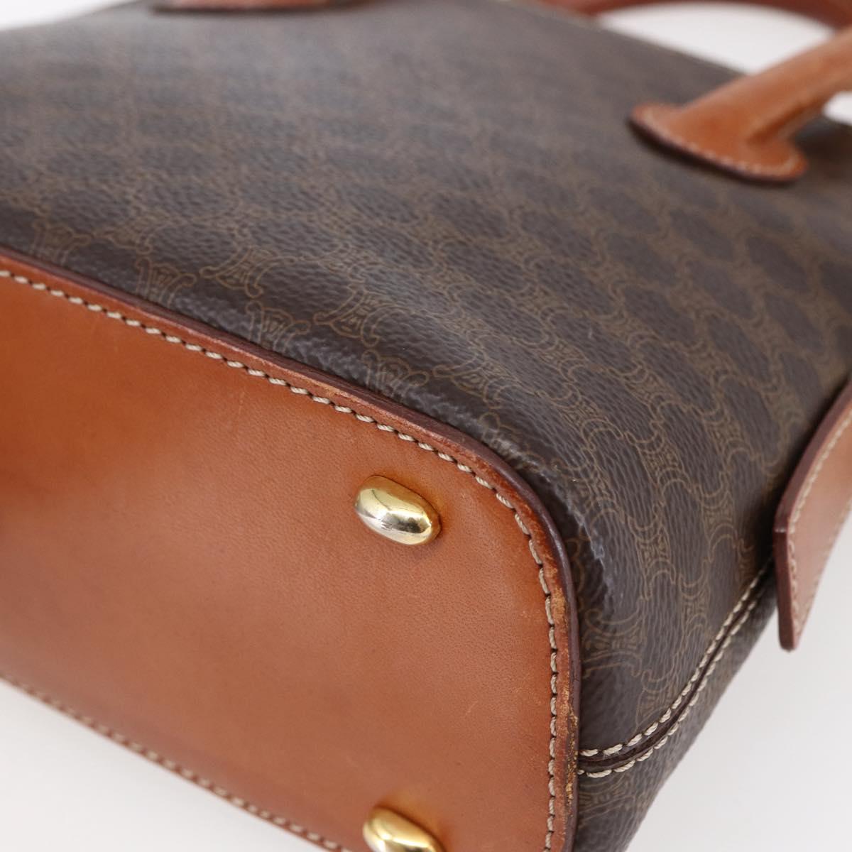 CELINE Macadam Canvas Hand Bag PVC Leather 2way Brown Auth BA6720