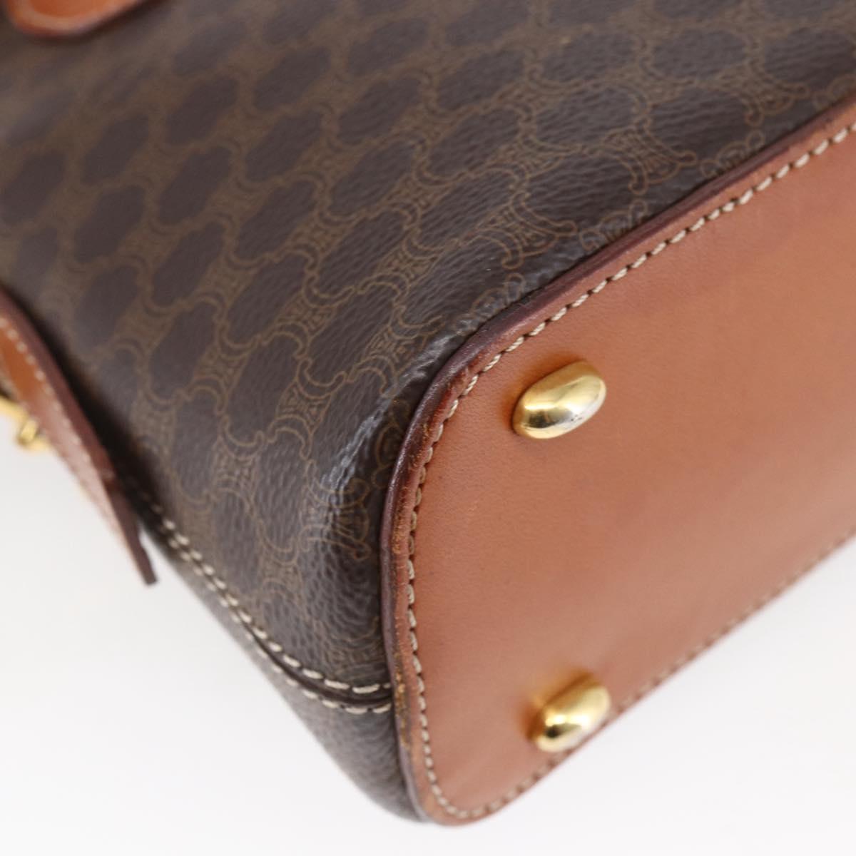 CELINE Macadam Canvas Hand Bag PVC Leather 2way Brown Auth BA6720