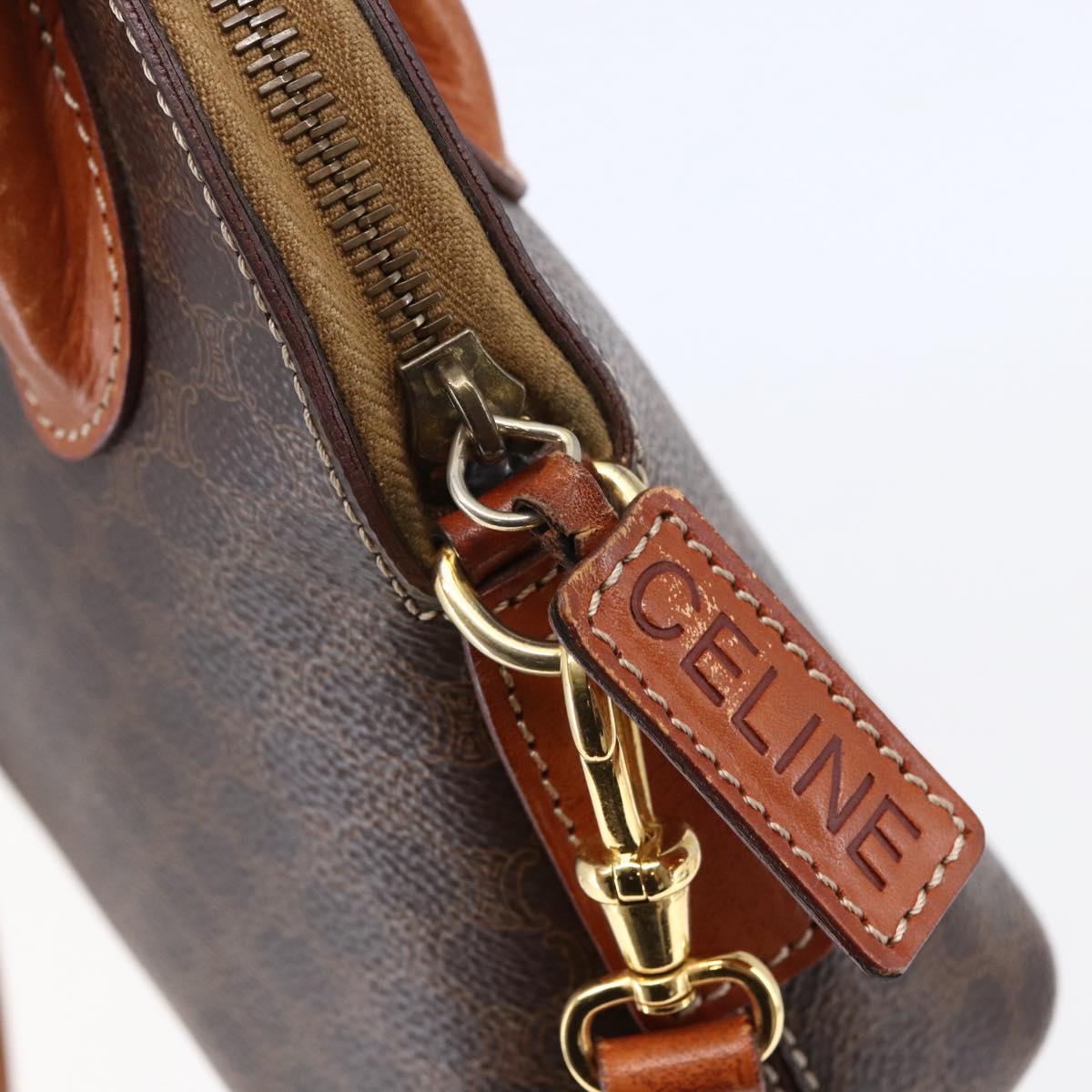 CELINE Macadam Canvas Hand Bag PVC Leather 2way Brown Auth BA6720