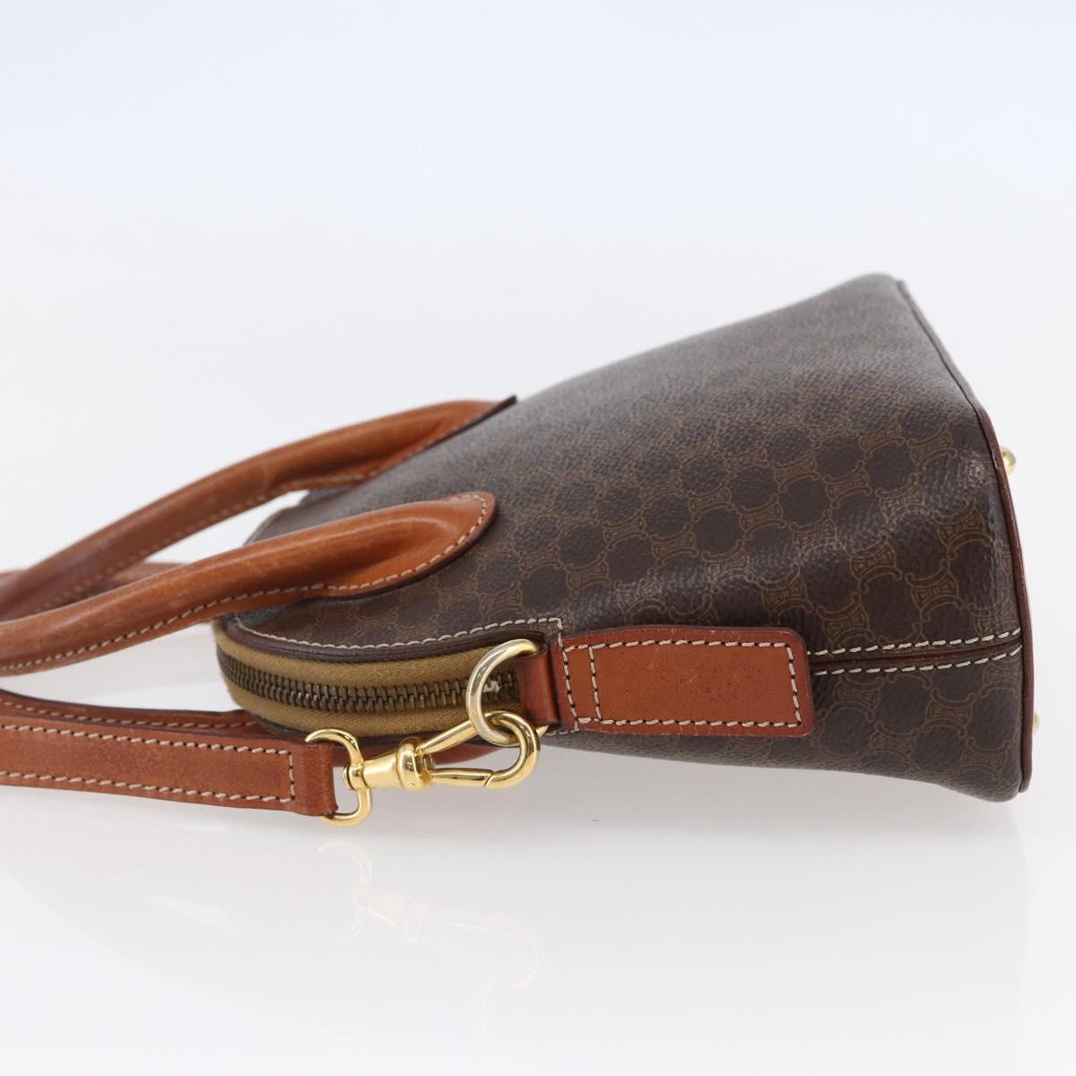 CELINE Macadam Canvas Hand Bag PVC Leather 2way Brown Auth BA6720