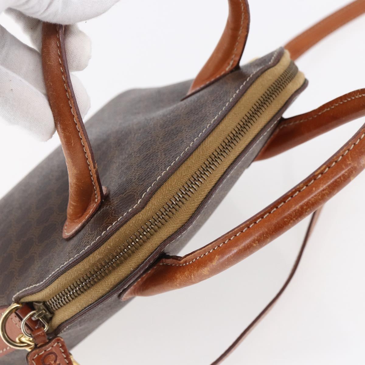 CELINE Macadam Canvas Hand Bag PVC Leather 2way Brown Auth BA6720