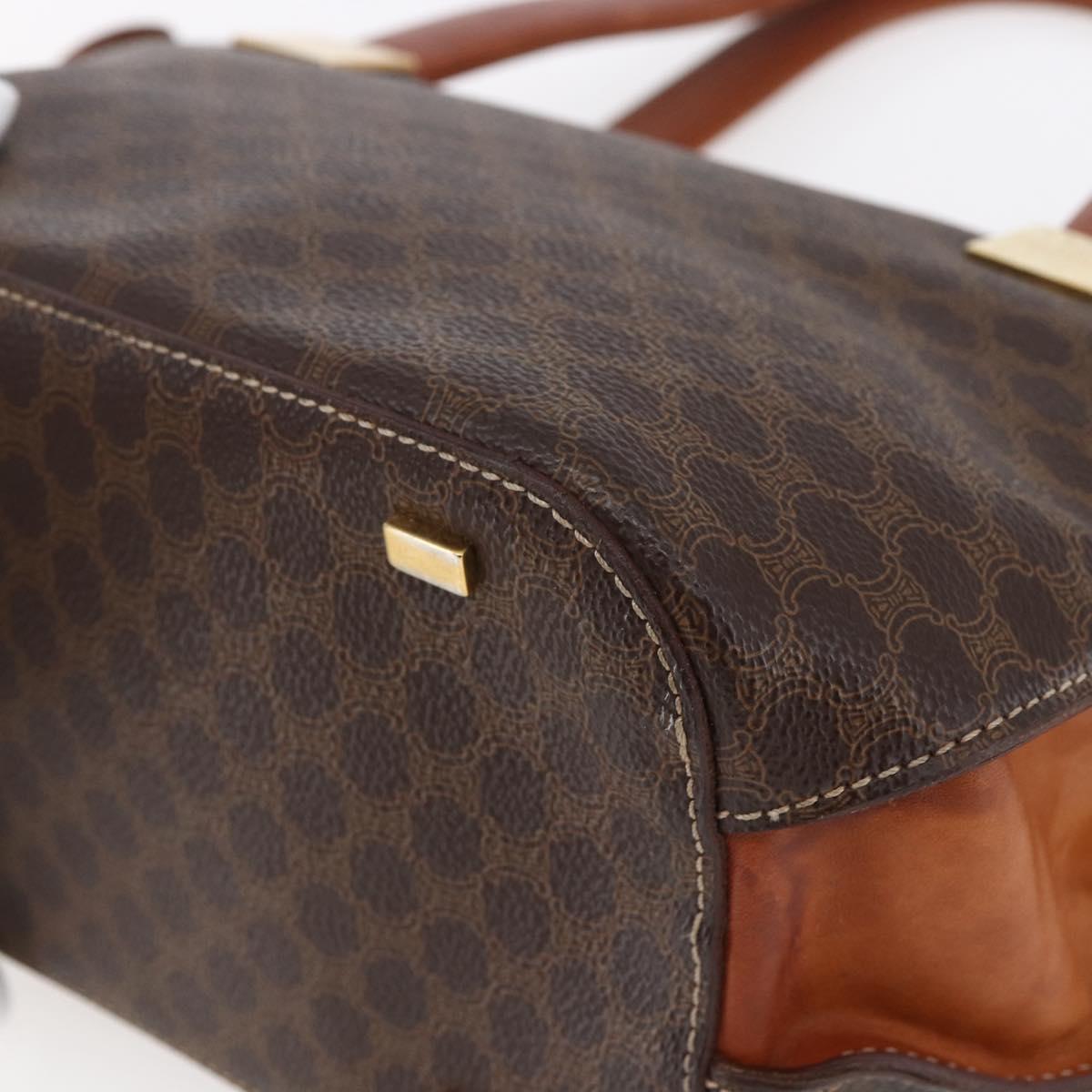 CELINE Macadam Canvas Hand Bag PVC Leather Brown Auth BA6721