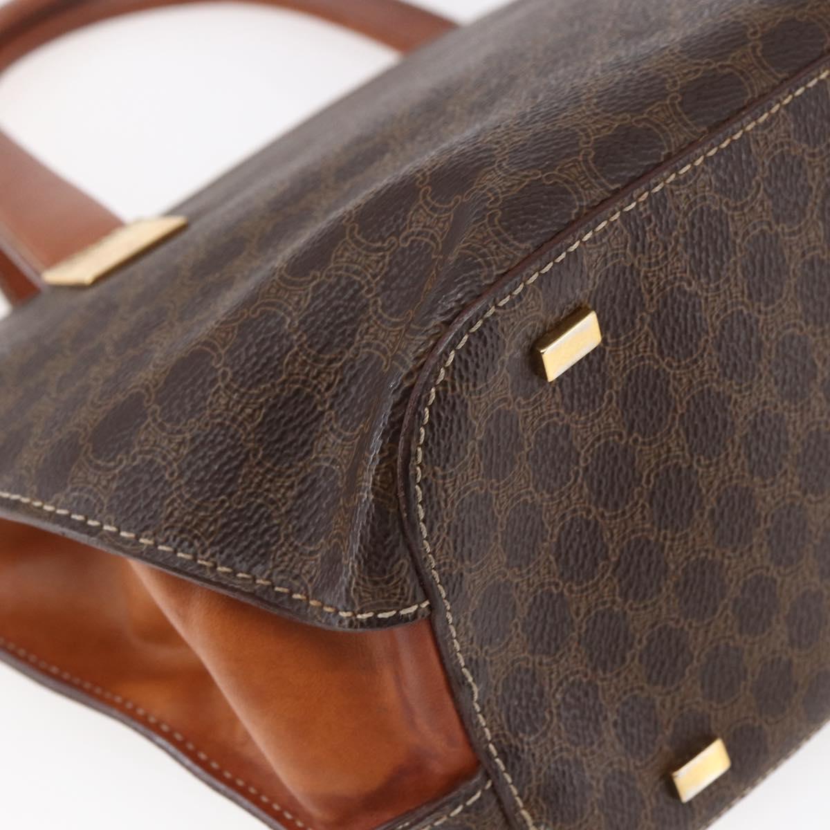 CELINE Macadam Canvas Hand Bag PVC Leather Brown Auth BA6721