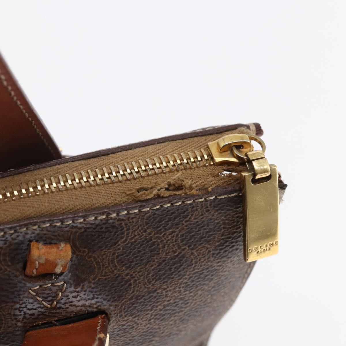 CELINE Macadam Canvas Hand Bag PVC Leather Brown Auth BA6721