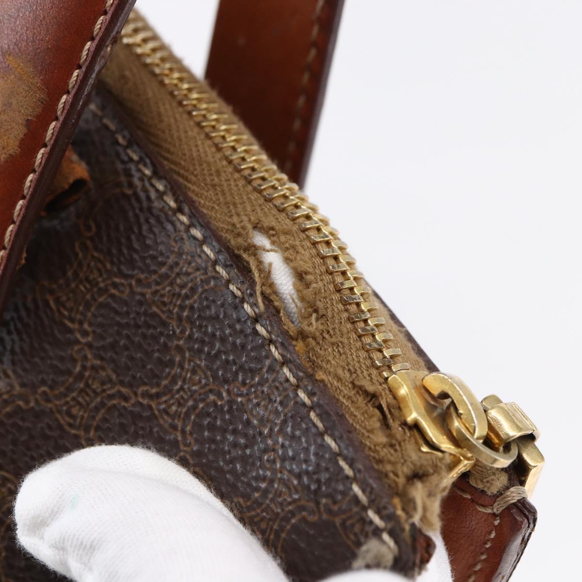 CELINE Macadam Canvas Hand Bag PVC Leather Brown Auth BA6721