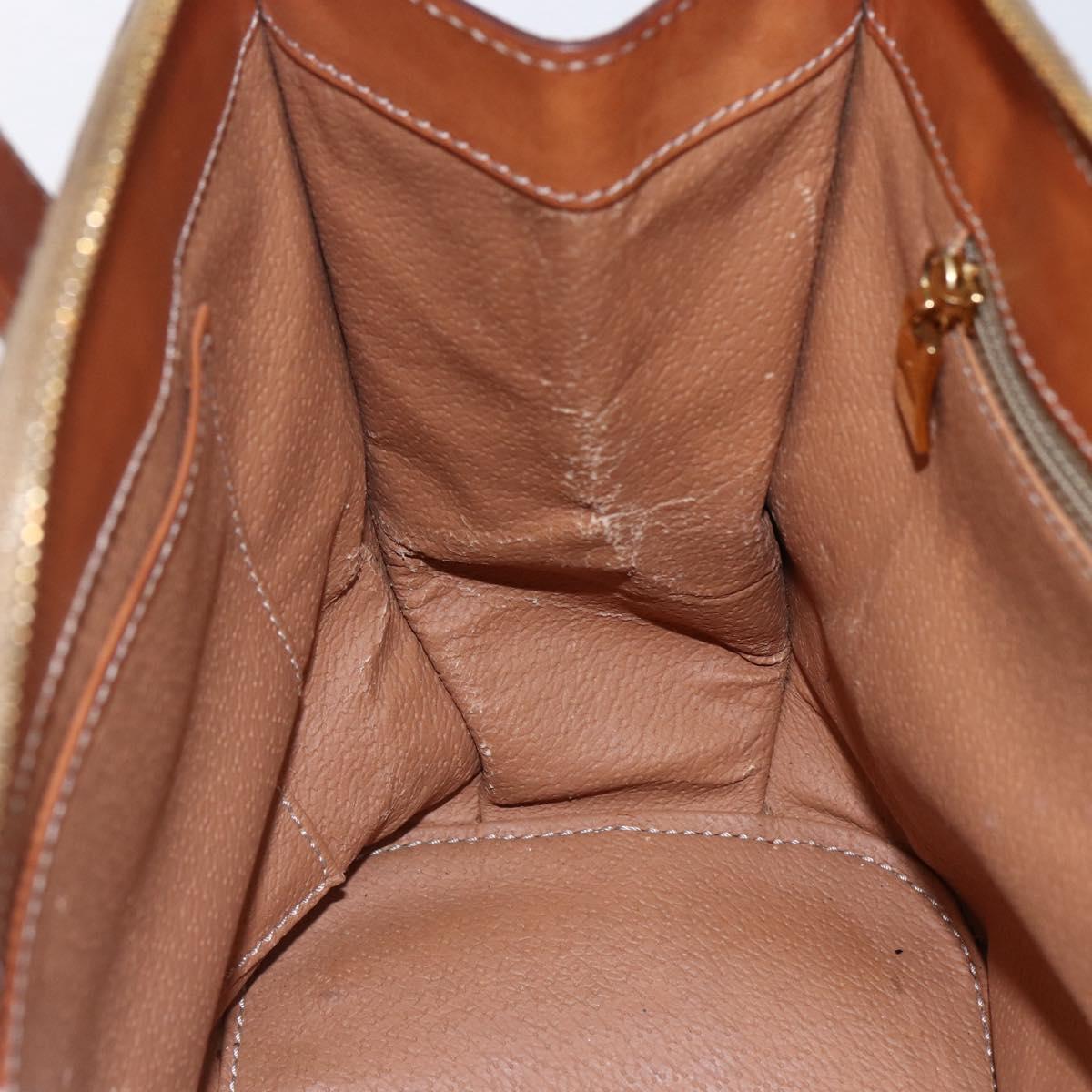 CELINE Macadam Canvas Hand Bag PVC Leather Brown Auth BA6721