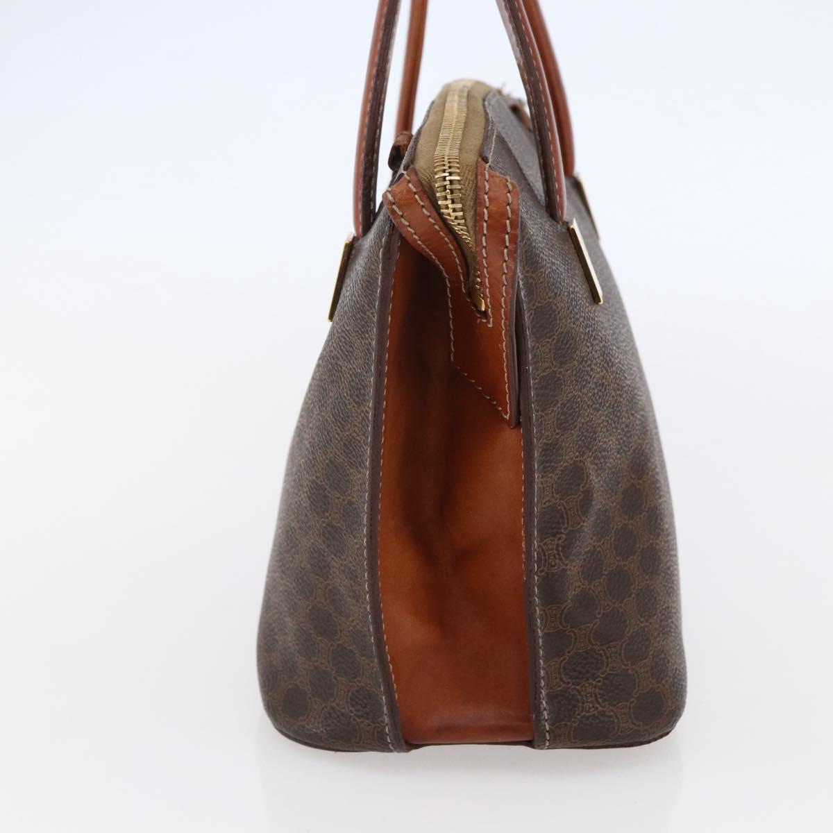 CELINE Macadam Canvas Hand Bag PVC Leather Brown Auth BA6721