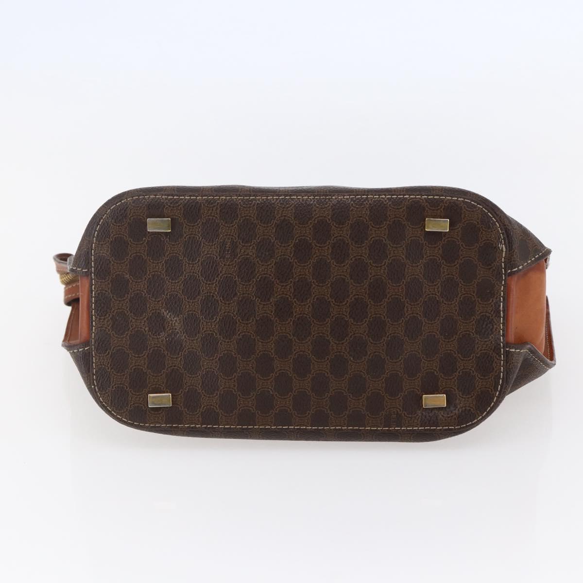 CELINE Macadam Canvas Hand Bag PVC Leather Brown Auth BA6721