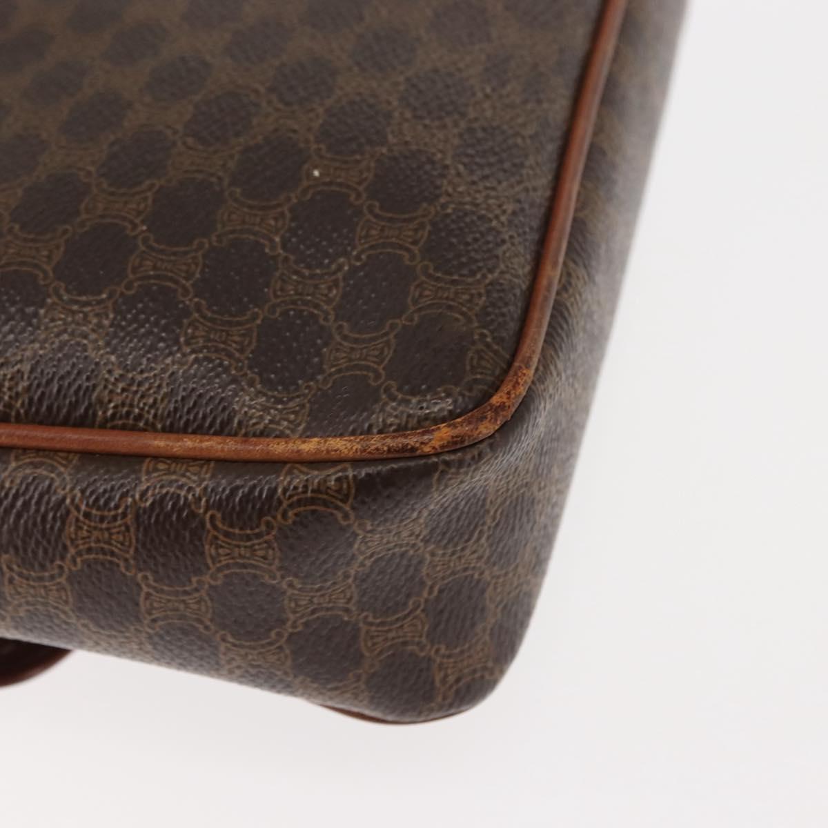 CELINE Macadam Canvas Shoulder Bag PVC Leather Brown Gold Auth BA6722