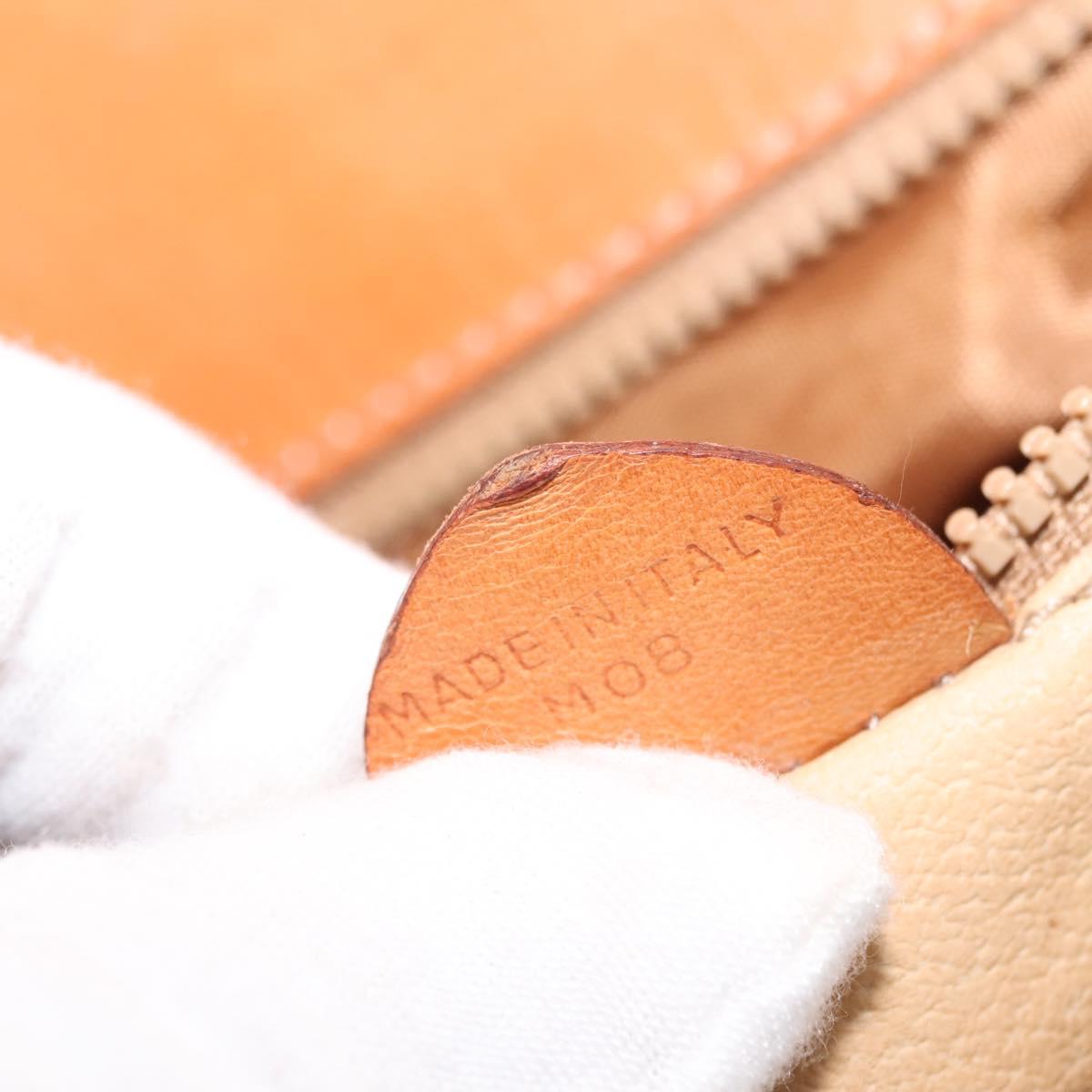 CELINE Macadam Canvas Shoulder Bag PVC Leather Brown Gold Auth BA6722