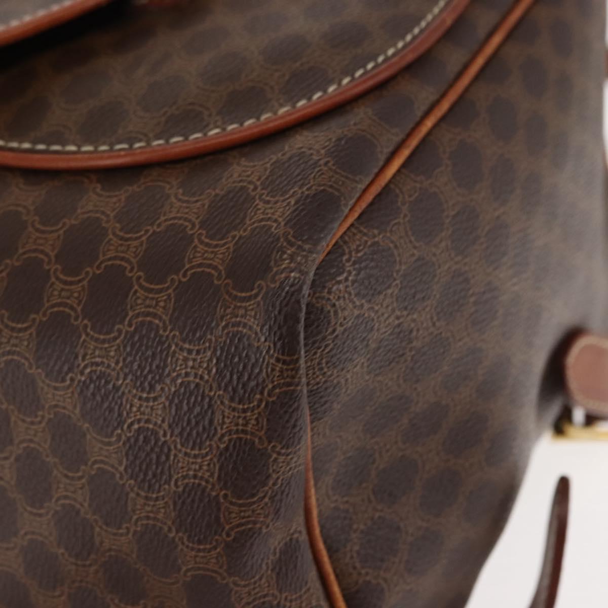 CELINE Macadam Canvas Backpack PVC Leather Brown Auth BA6723