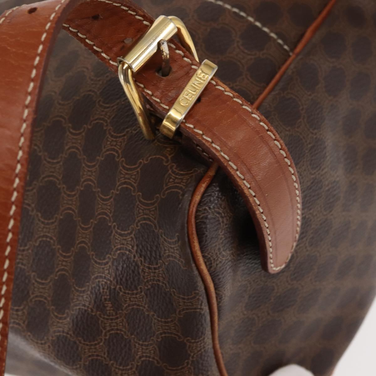 CELINE Macadam Canvas Backpack PVC Leather Brown Auth BA6723