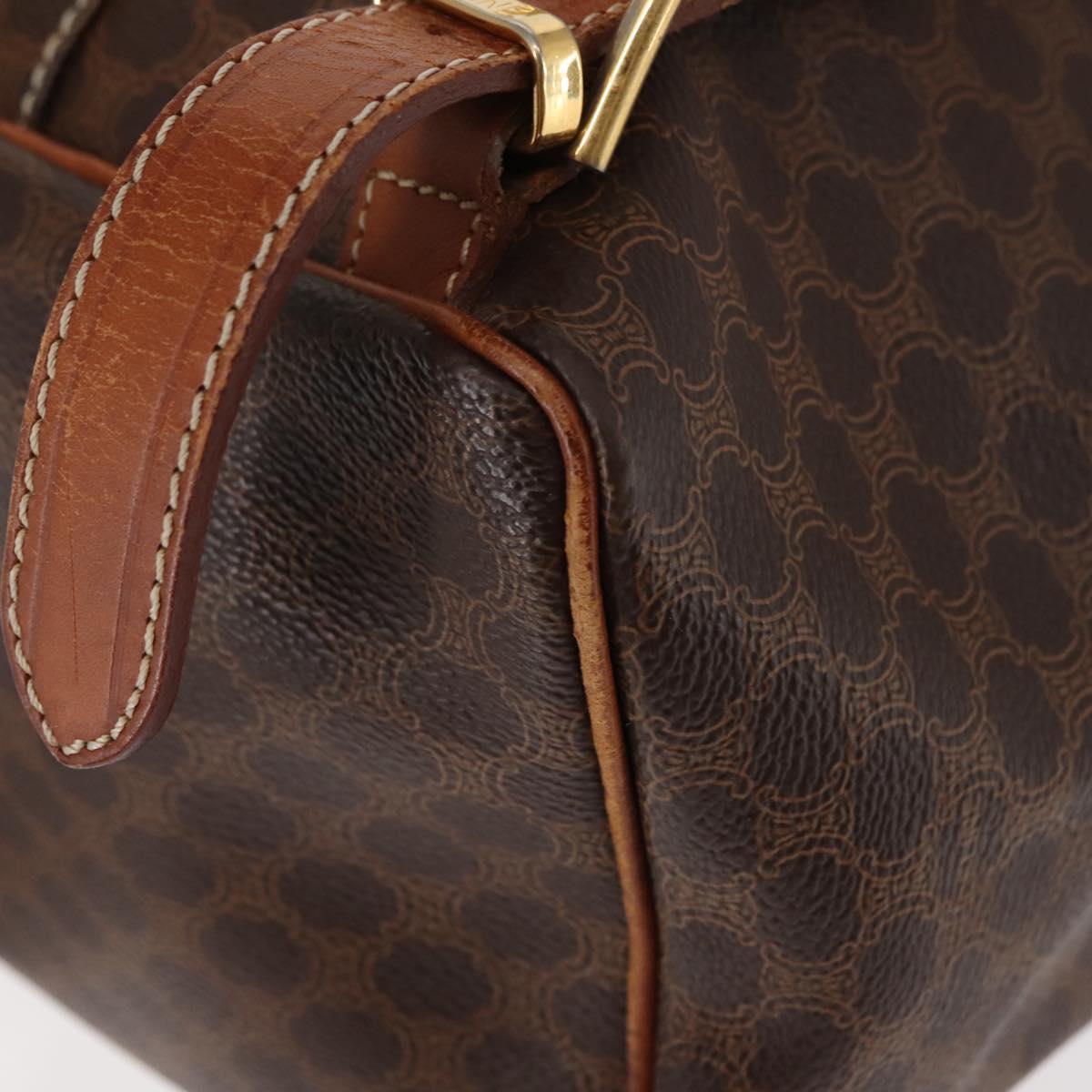 CELINE Macadam Canvas Backpack PVC Leather Brown Auth BA6723