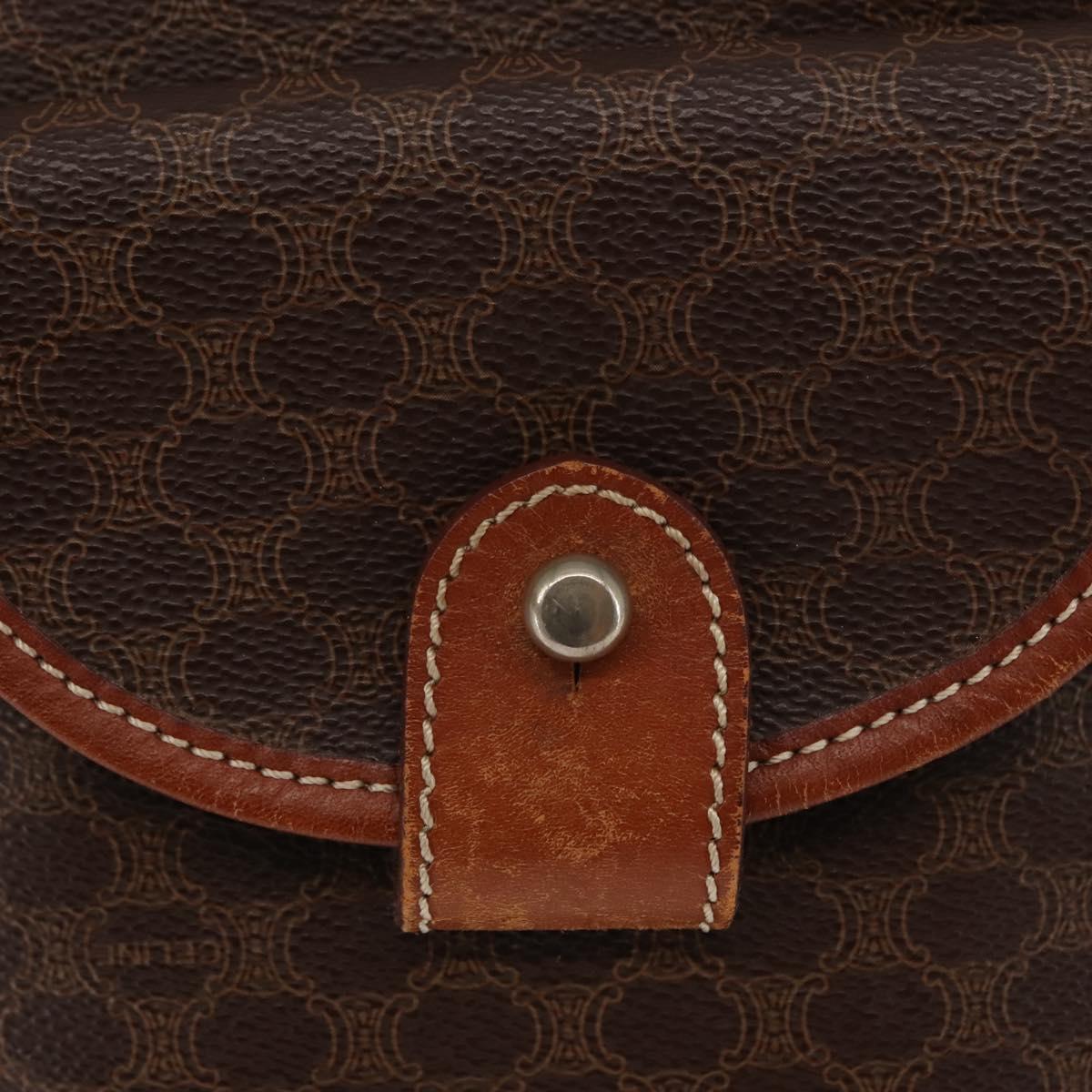 CELINE Macadam Canvas Backpack PVC Leather Brown Auth BA6723