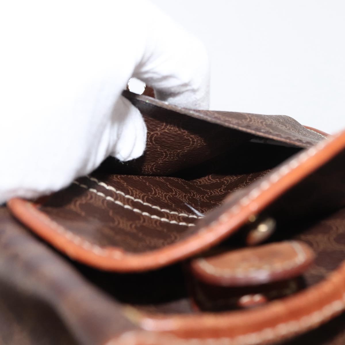 CELINE Macadam Canvas Backpack PVC Leather Brown Auth BA6723