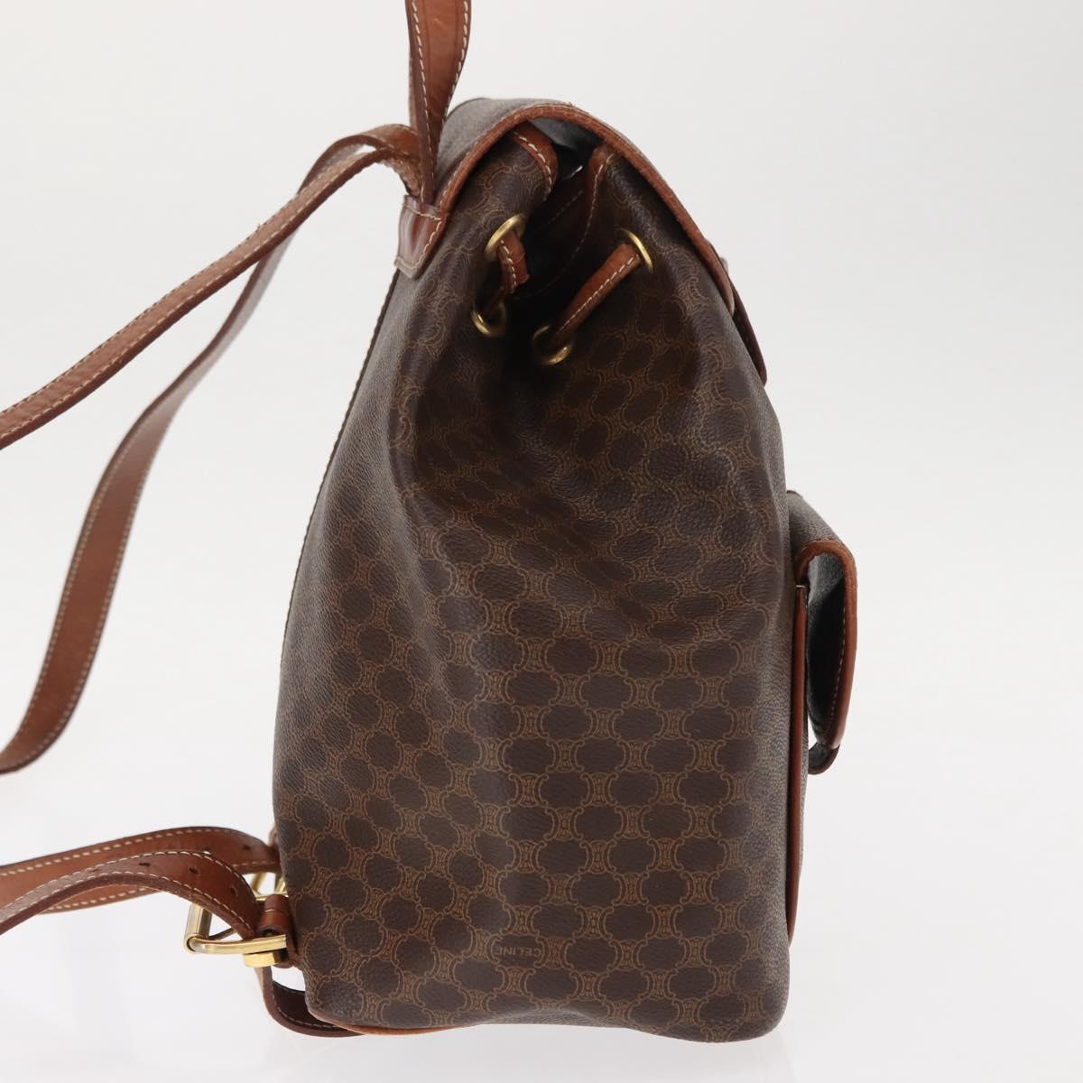 CELINE Macadam Canvas Backpack PVC Leather Brown Auth BA6723