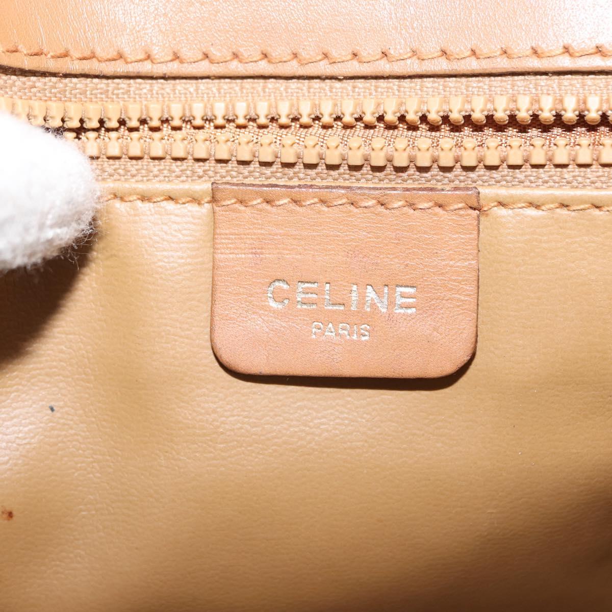 CELINE Macadam Canvas Shoulder Bag PVC Beige Gold Auth BA6724