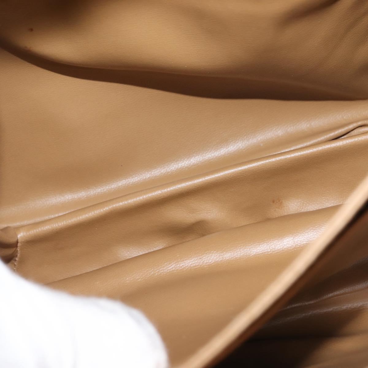 CELINE Macadam Canvas Shoulder Bag PVC Beige Gold Auth BA6724