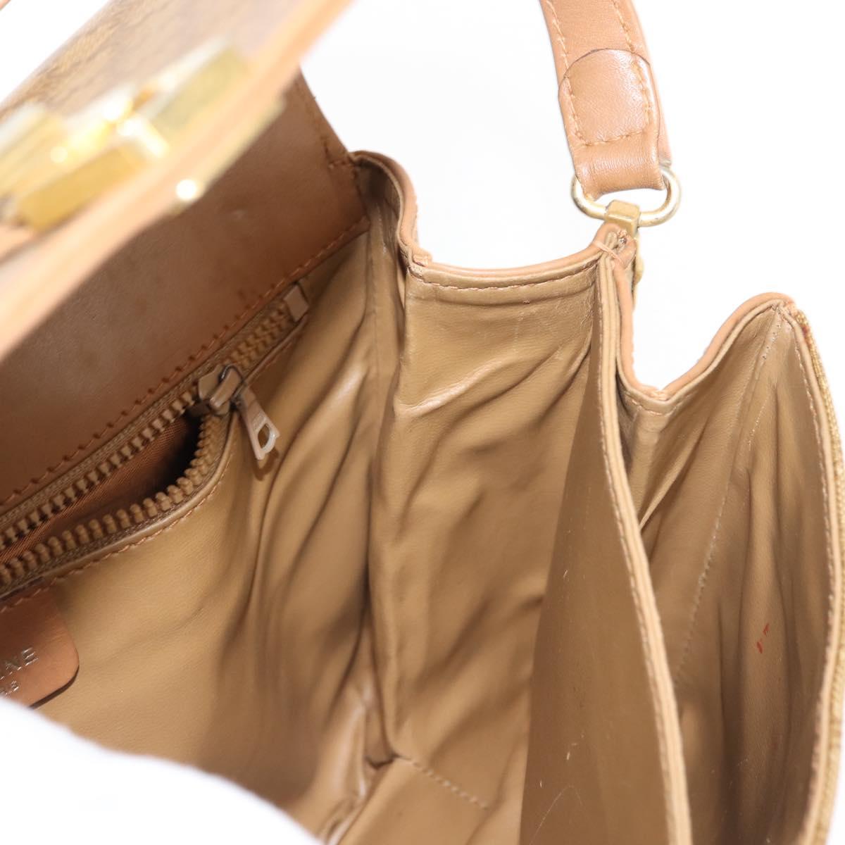 CELINE Macadam Canvas Shoulder Bag PVC Beige Gold Auth BA6724