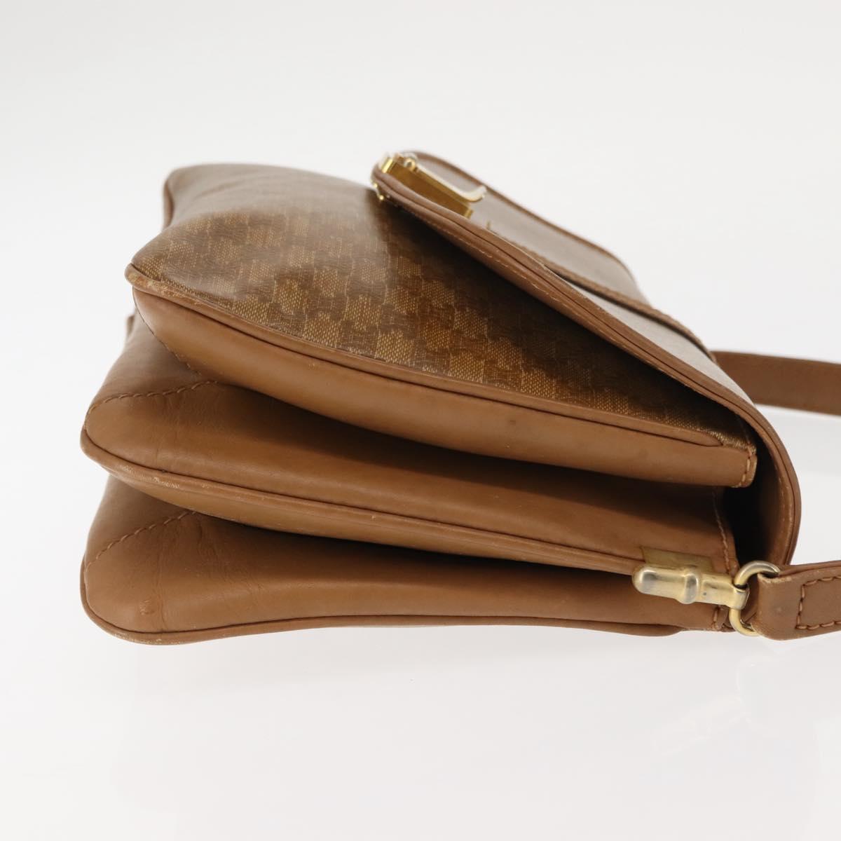 CELINE Macadam Canvas Shoulder Bag PVC Beige Gold Auth BA6724