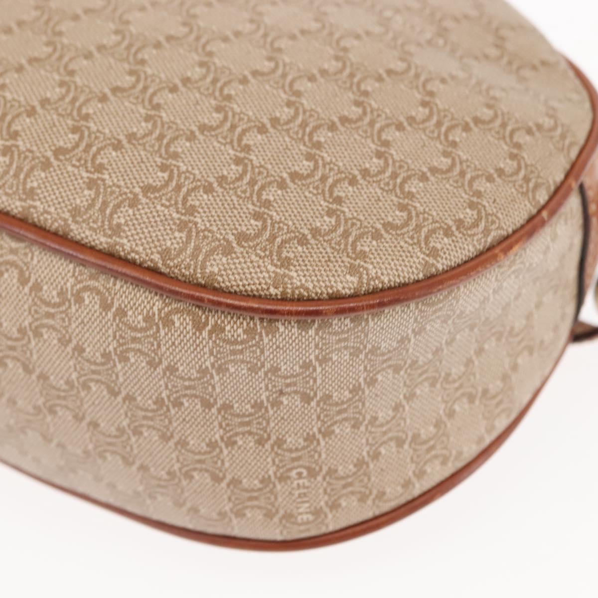 CELINE Macadam Canvas Shoulder Bag PVC Beige Gold Auth BA6725