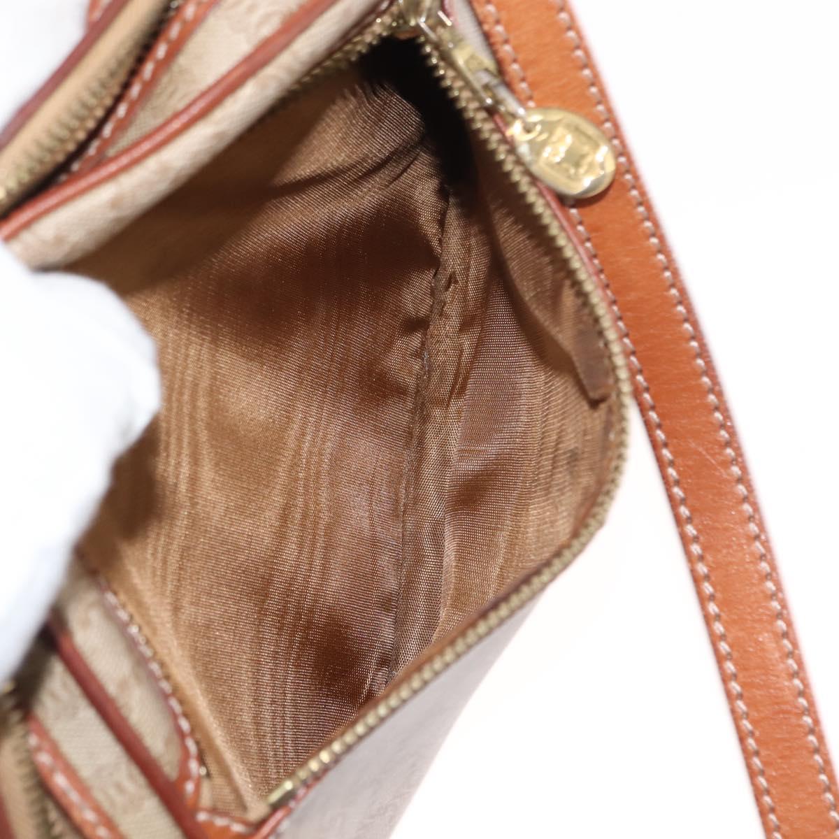 CELINE Macadam Canvas Shoulder Bag PVC Beige Gold Auth BA6725